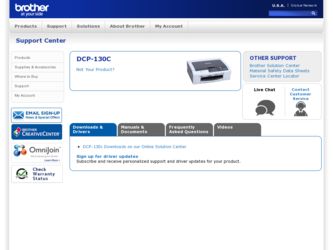 DCP-130C driver download page on the Brother International site