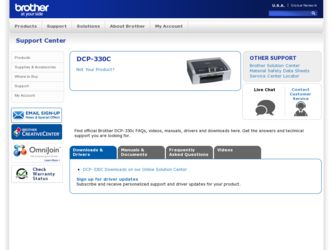 DCP 330C driver download page on the Brother International site