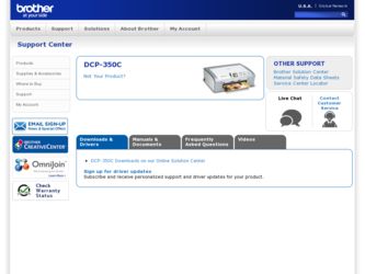 DCP 350C driver download page on the Brother International site