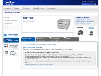 DCP 7030 driver download page on the Brother International site