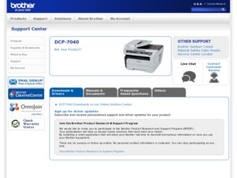 DCP-7040 driver download page on the Brother International site