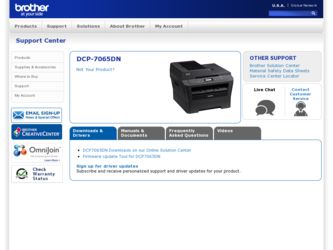 DCP-7065DN driver download page on the Brother International site