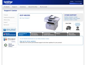 DCP-8025D driver download page on the Brother International site