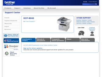 DCP 8040 driver download page on the Brother International site