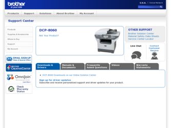 DCP-8060 driver download page on the Brother International site