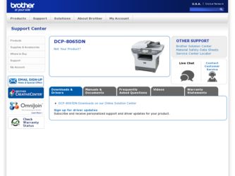DCP-8065DN driver download page on the Brother International site