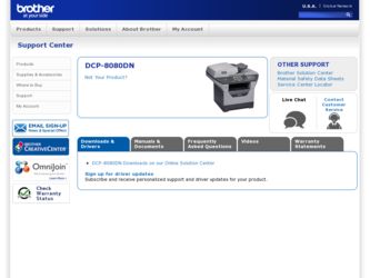 DCP 8080DN driver download page on the Brother International site