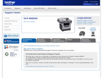 DCP-8085DN driver download page on the Brother International site