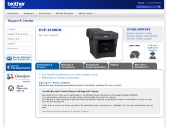 DCP-8150DN driver download page on the Brother International site
