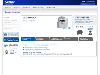 DCP-9040CN driver download page on the Brother International site