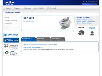 DCP1000 driver download page on the Brother International site