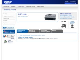 DCP120C driver download page on the Brother International site