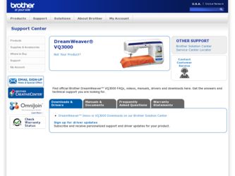 DreamWeaver„ VQ3000 driver download page on the Brother International site