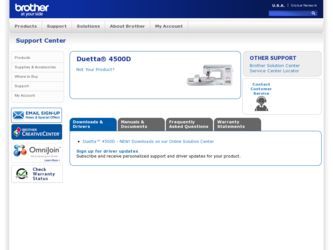 Duetta 4500D driver download page on the Brother International site