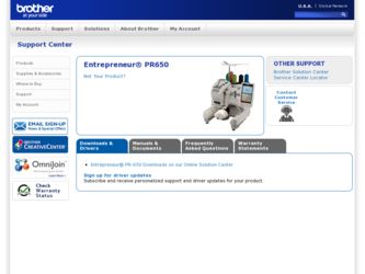 Entrepreneur PR-650 driver download page on the Brother International site