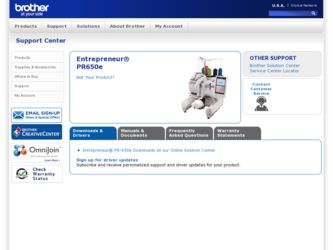 Entrepreneur PR650e driver download page on the Brother International site