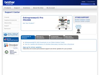 Entrepreneur Pro PR-1000 driver download page on the Brother International site