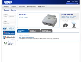 HL 1040 driver download page on the Brother International site