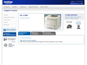 HL-1260 driver download page on the Brother International site