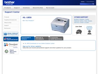 HL 1850 driver download page on the Brother International site