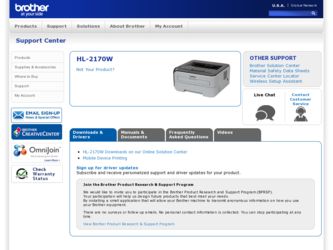 HL-2170W driver download page on the Brother International site