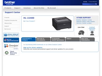HL-2240D driver download page on the Brother International site