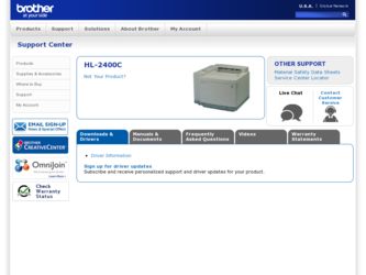 HL-2400C driver download page on the Brother International site