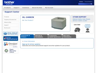 HL-2400CN driver download page on the Brother International site
