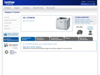 HL 2700CN driver download page on the Brother International site