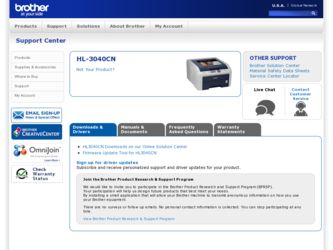 HL-3040CN driver download page on the Brother International site