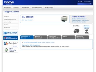 HL-3450CN driver download page on the Brother International site