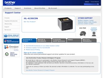 HL-4150CDN driver download page on the Brother International site