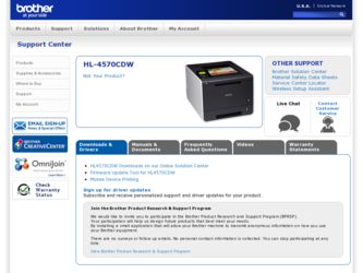 HL-4570CDW driver download page on the Brother International site
