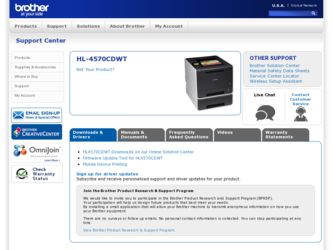HL-4570CDWT driver download page on the Brother International site