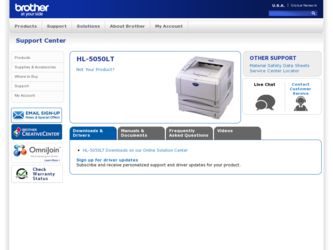 HL-5050LT driver download page on the Brother International site