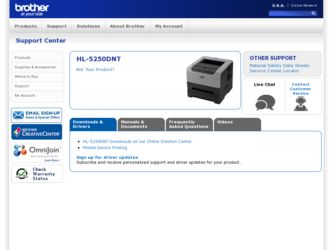 HL-5250DNT driver download page on the Brother International site