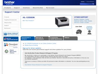 HL-5350DN driver download page on the Brother International site