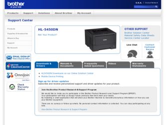 HL-5450DN driver download page on the Brother International site