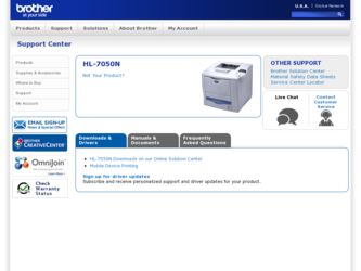 HL-7050N driver download page on the Brother International site