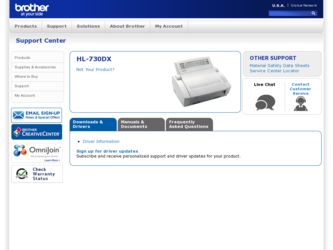 HL-730DX driver download page on the Brother International site
