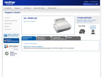 HL-760PLUS driver download page on the Brother International site