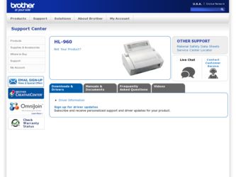 HL-960 driver download page on the Brother International site