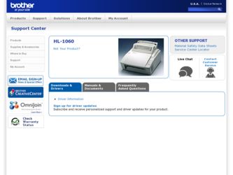 HL1060 driver download page on the Brother International site