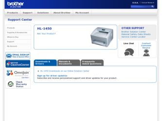 HL1450 driver download page on the Brother International site