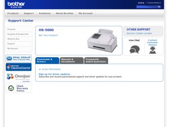 HS-5000 driver download page on the Brother International site