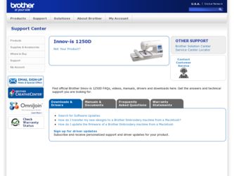 Innov-ís 1250D driver download page on the Brother International site