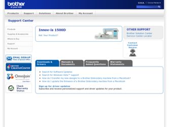 Innov-ís 1500D driver download page on the Brother International site