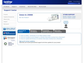 Innov-ís 2500D driver download page on the Brother International site