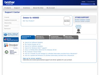 Innov-ís 4000D driver download page on the Brother International site
