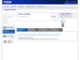 Innov-ís 500D driver download page on the Brother International site